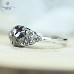 Oval Diamond Salt And Pepper Diamond Natural Diamond Ring Gold Ring Engagement Ring