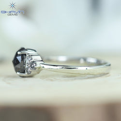 Oval Diamond Salt And Pepper Diamond Natural Diamond Ring Gold Ring Engagement Ring