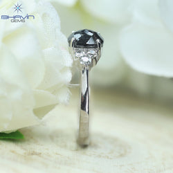 Oval Diamond Salt And Pepper Diamond Natural Diamond Ring Gold Ring Engagement Ring