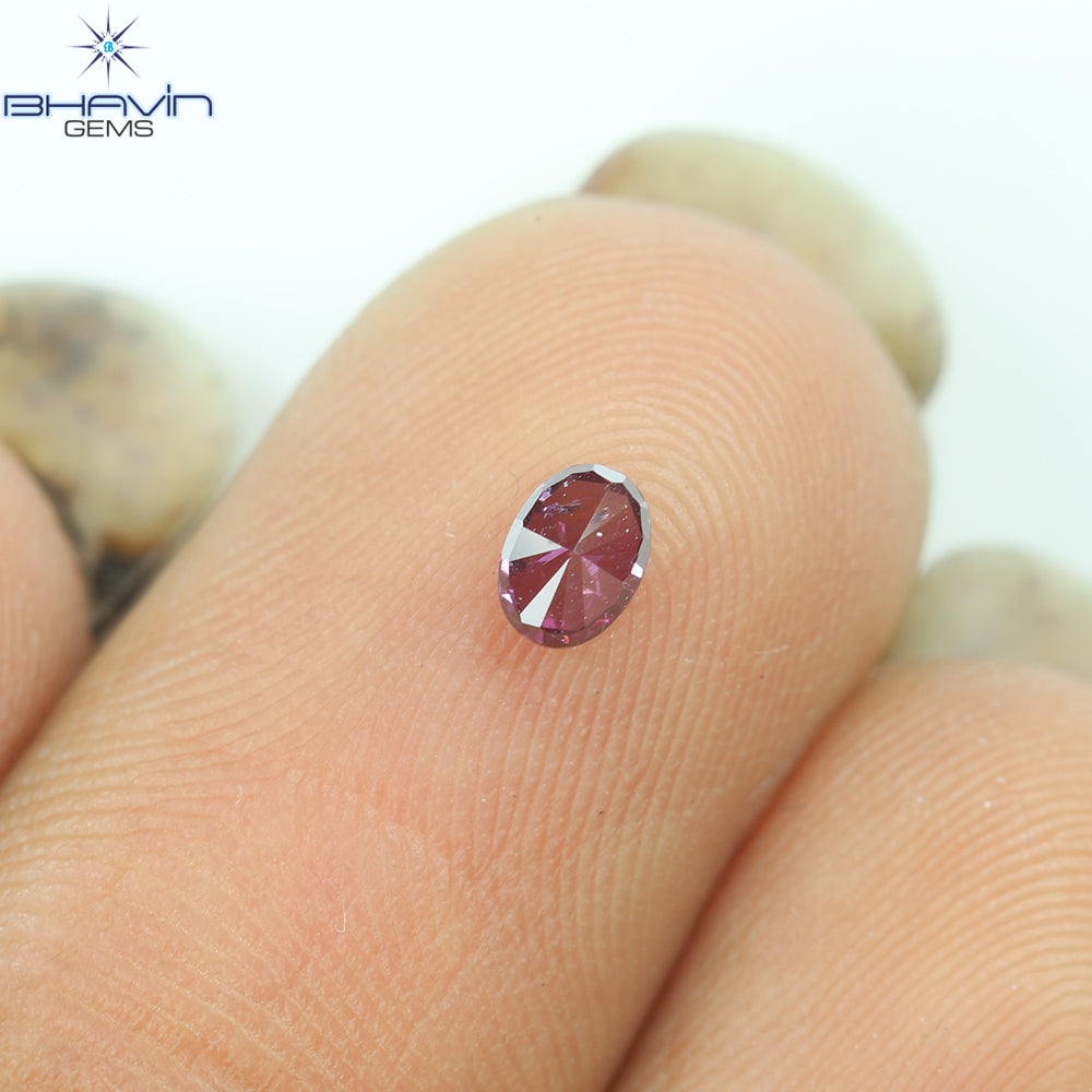 0.40 CT, Oval Diamond, Vivid Pink Color, Clarity VS2