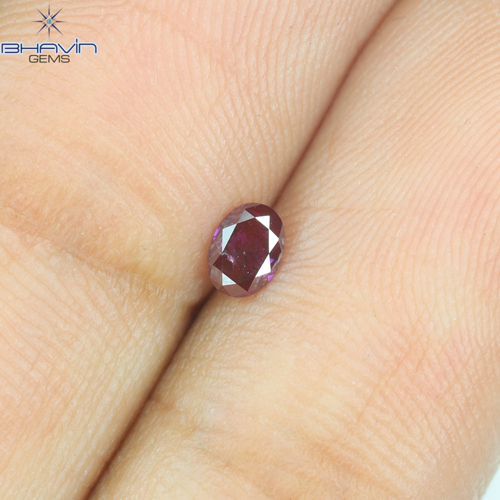 0.15 CT, Oval Diamond, Vivid Pink Color, Clarity SI2