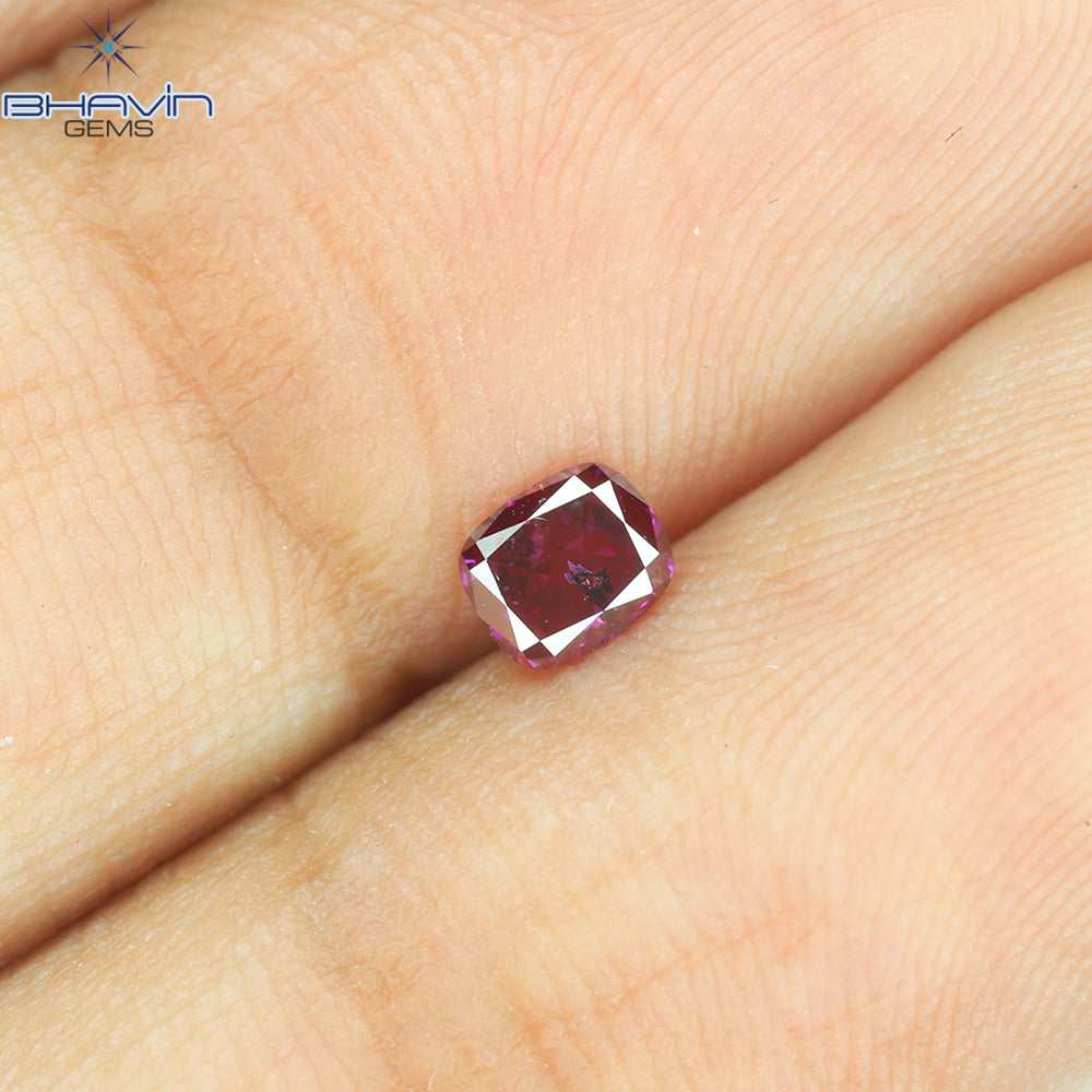 0.21 CT, Cushion Diamond, Vivid Pink Color, Clarity I1