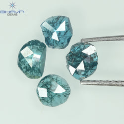 1.05 CT, Uncut Polki Shape, Natural Diamond, Blue Color, I3 Clarity (5.42 MM)