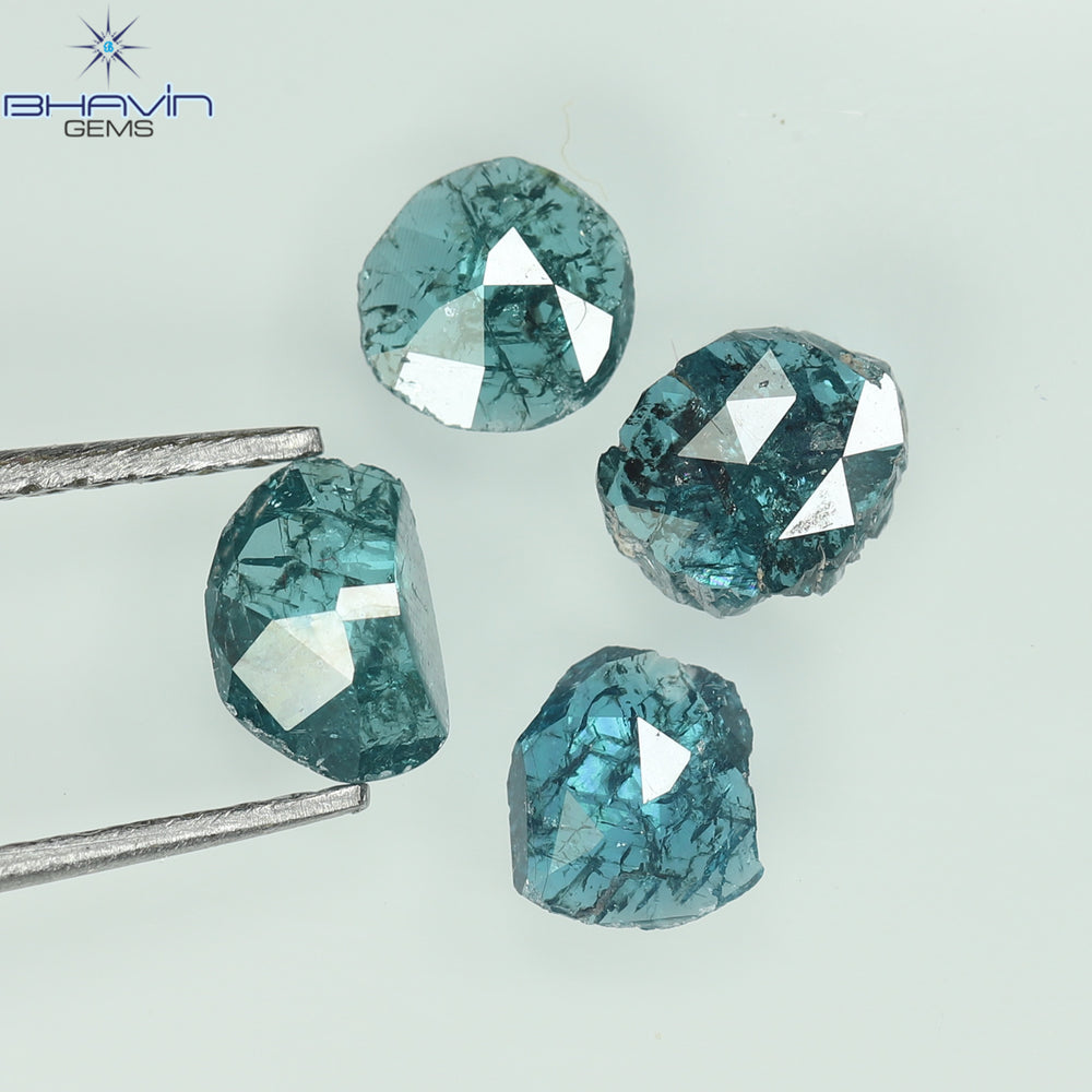 1.05 CT, Uncut Polki Shape, Natural Diamond, Blue Color, I3 Clarity (5.42 MM)
