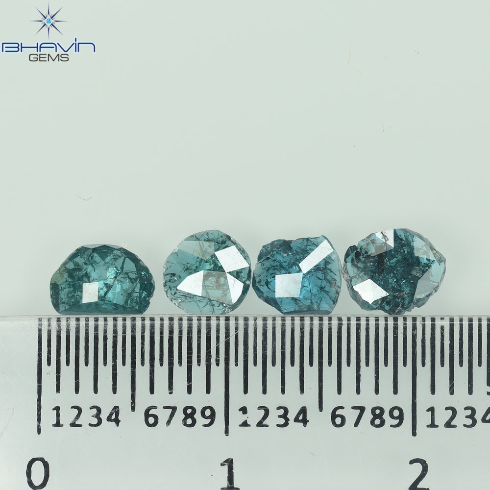 1.05 CT, Uncut Polki Shape, Natural Diamond, Blue Color, I3 Clarity (5.42 MM)