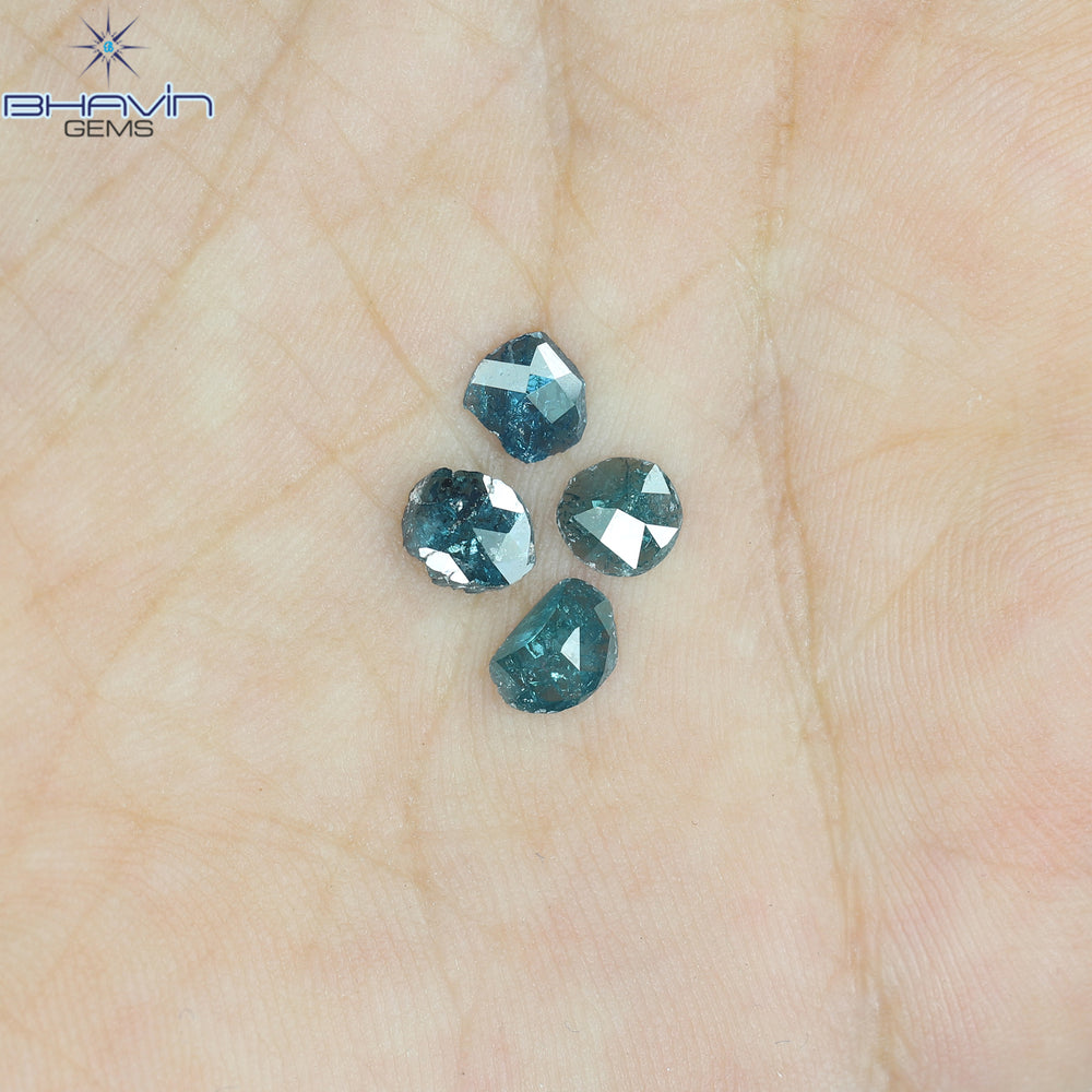 1.05 CT, Uncut Polki Shape, Natural Diamond, Blue Color, I3 Clarity (5.42 MM)