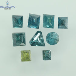 0.75 CT (9 Pcs), Square Baguette Shape, Natural Diamond, Blue Color, I3 Clarity (2.81 MM)