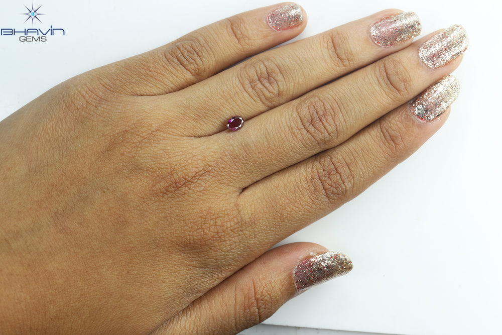 0.40 CT, Oval Diamond, Vivid Pink Color, Clarity VS2