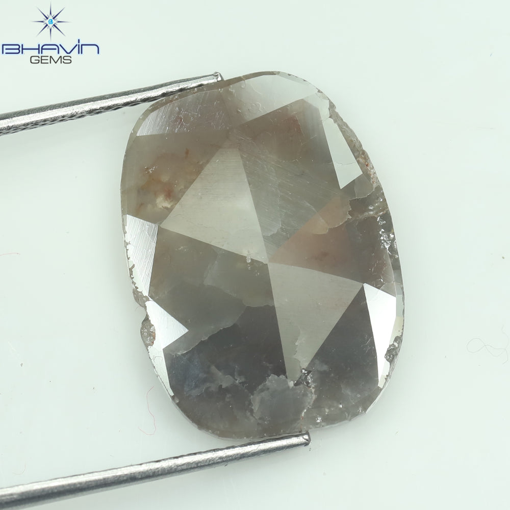 3.62 CT Slice Shape Natural Diamond Gray Brown Color I3 Clarity (17.00 MM)
