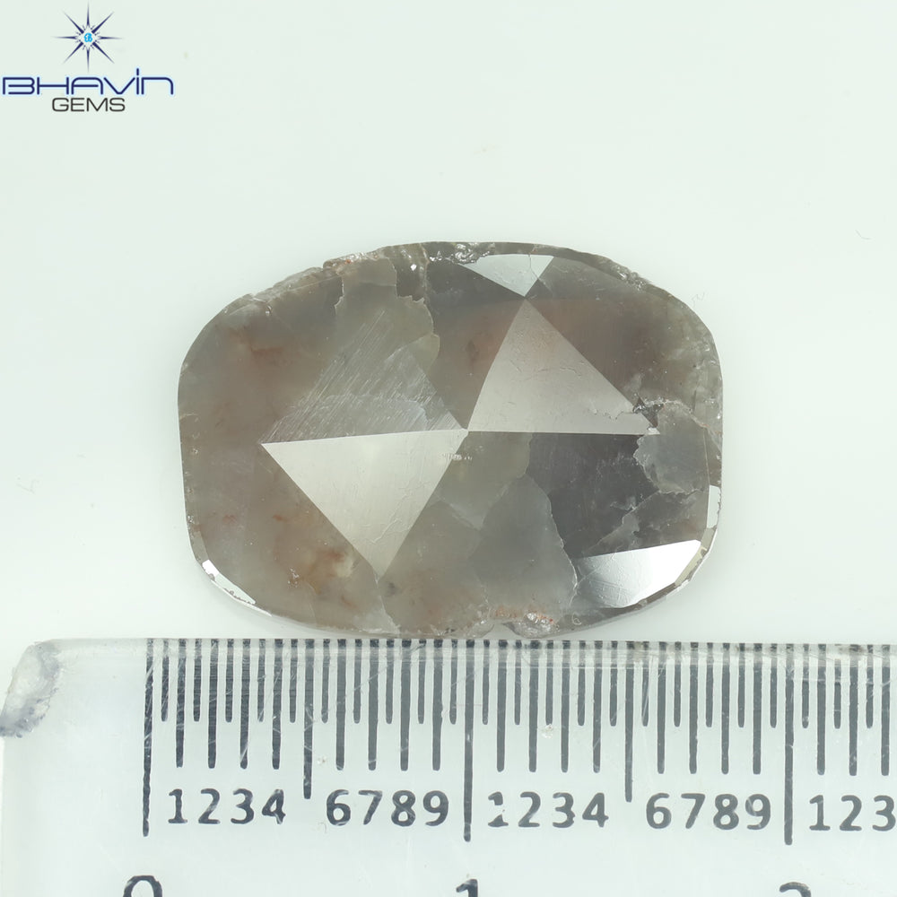 3.62 CT Slice Shape Natural Diamond Gray Brown Color I3 Clarity (17.00 MM)