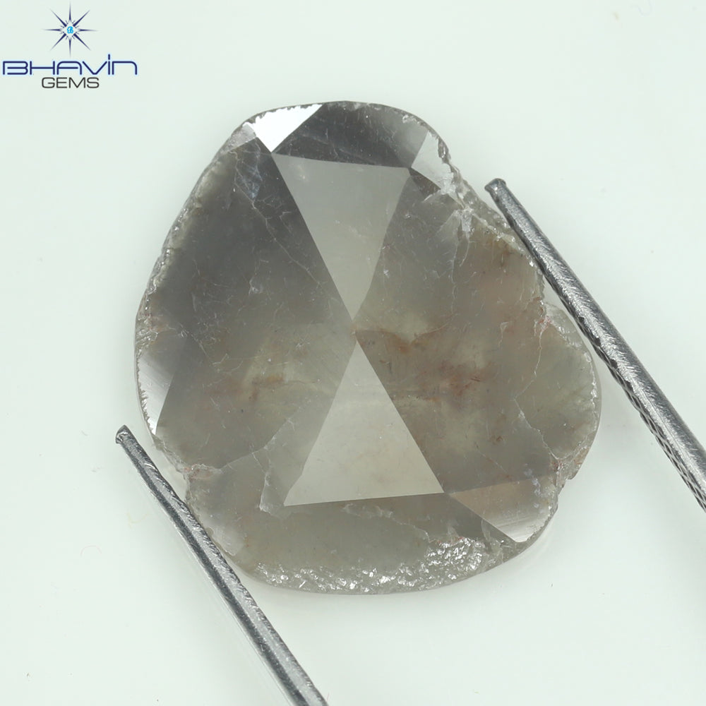 3.07 CT Slice Shape Natural Diamond Gray Brown Color I3 Clarity (16.00 MM)