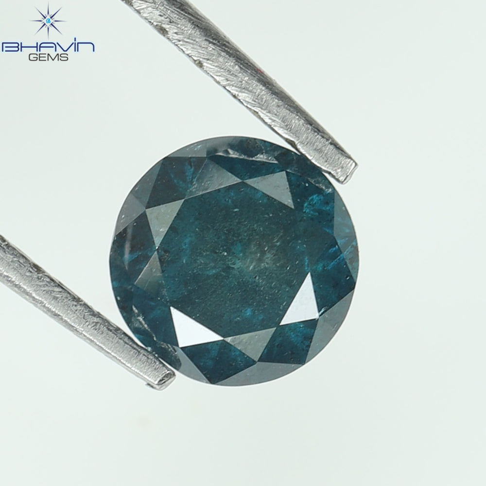 0.36 CT, Round Shape, Natural Diamond, Blue Color, I3 Clarity (4.52 MM)