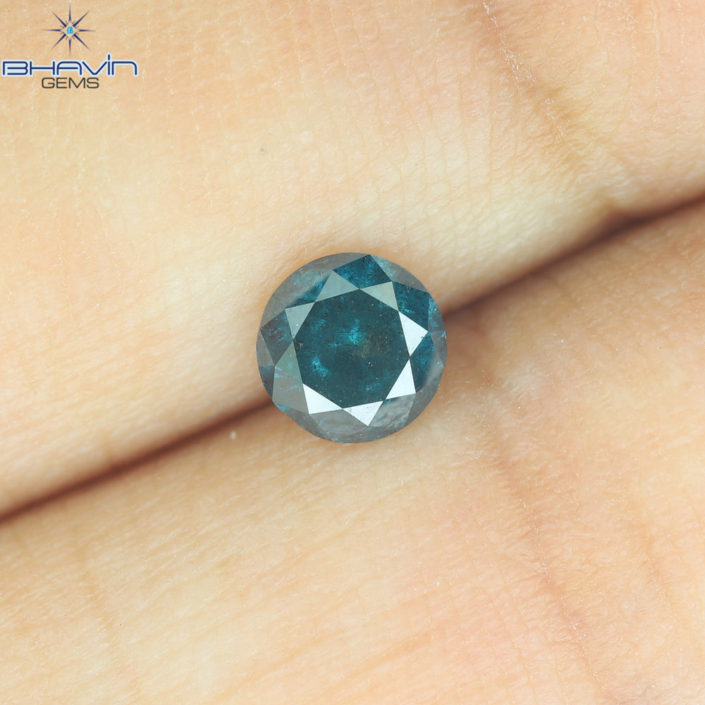 0.36 CT, Round Shape, Natural Diamond, Blue Color, I3 Clarity (4.52 MM)