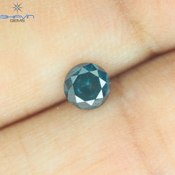 0.36 CT, Round Shape, Natural Diamond, Blue Color, I3 Clarity (4.52 MM)