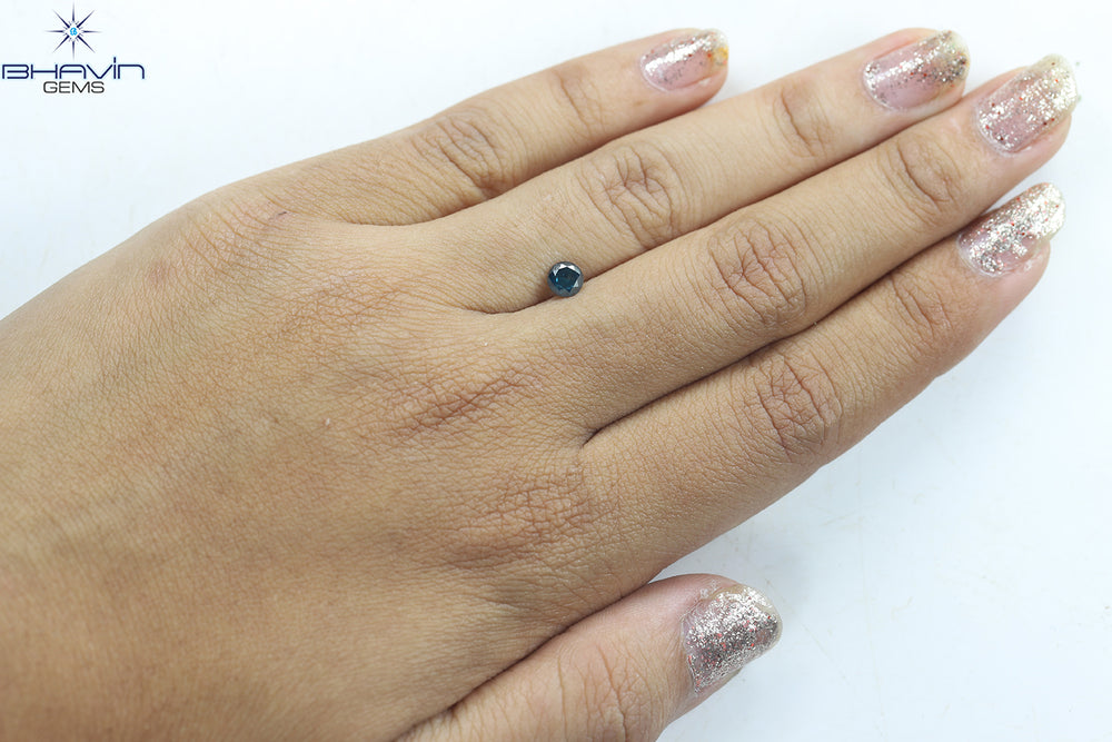 0.36 CT, Round Shape, Natural Diamond, Blue Color, I3 Clarity (4.52 MM)