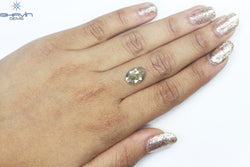1.90 CT, Oval Diamond, Light Yellow Brown Diamond Color, Clarity Opaque