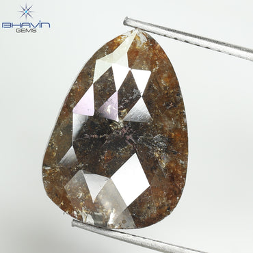 3.73 CT, Pear Diamond, Brown Red Color, Clarity Opaque