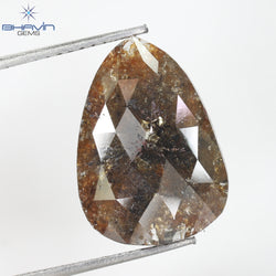 3.73 CT, Pear Diamond, Brown Red Color, Clarity Opaque