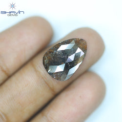 3.73 CT, Pear Diamond, Brown Red Color, Clarity Opaque