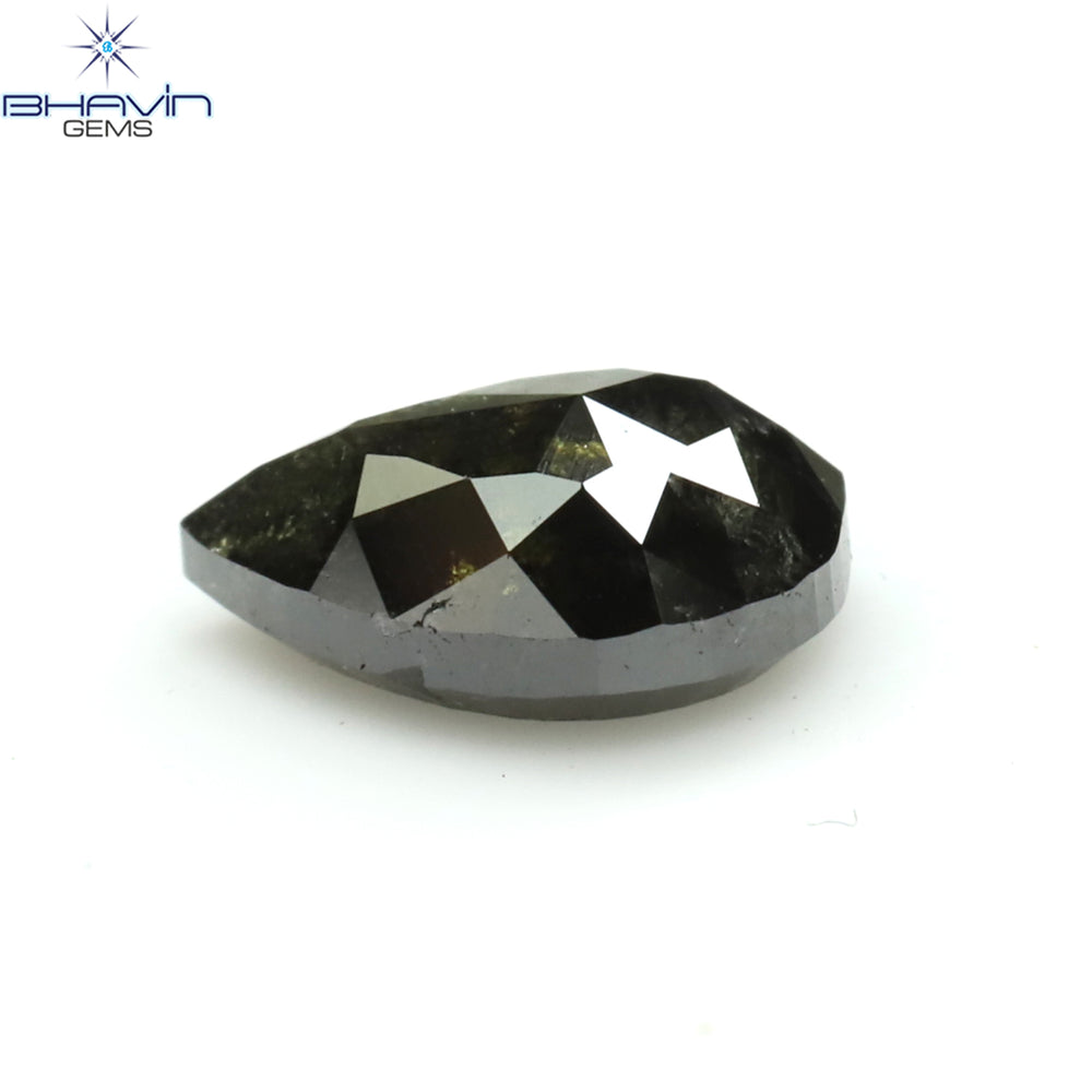 0.61 CT Pear Shape Natural Diamond Black Color Opaque Clarity (6.20 MM)
