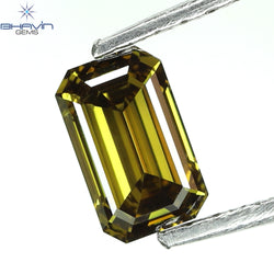 0.53 CT エメラルド シェイプ ナチュラル ダイヤモンド エンハンスト グリーン カラー VS2 クラリティ (5.80 MM)