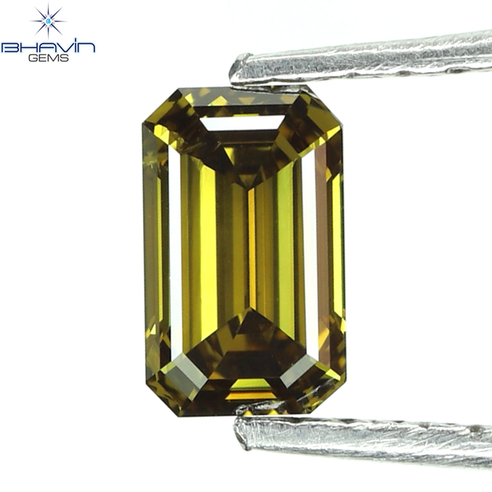0.53 CT エメラルド シェイプ ナチュラル ダイヤモンド エンハンスト グリーン カラー VS2 クラリティ (5.80 MM)