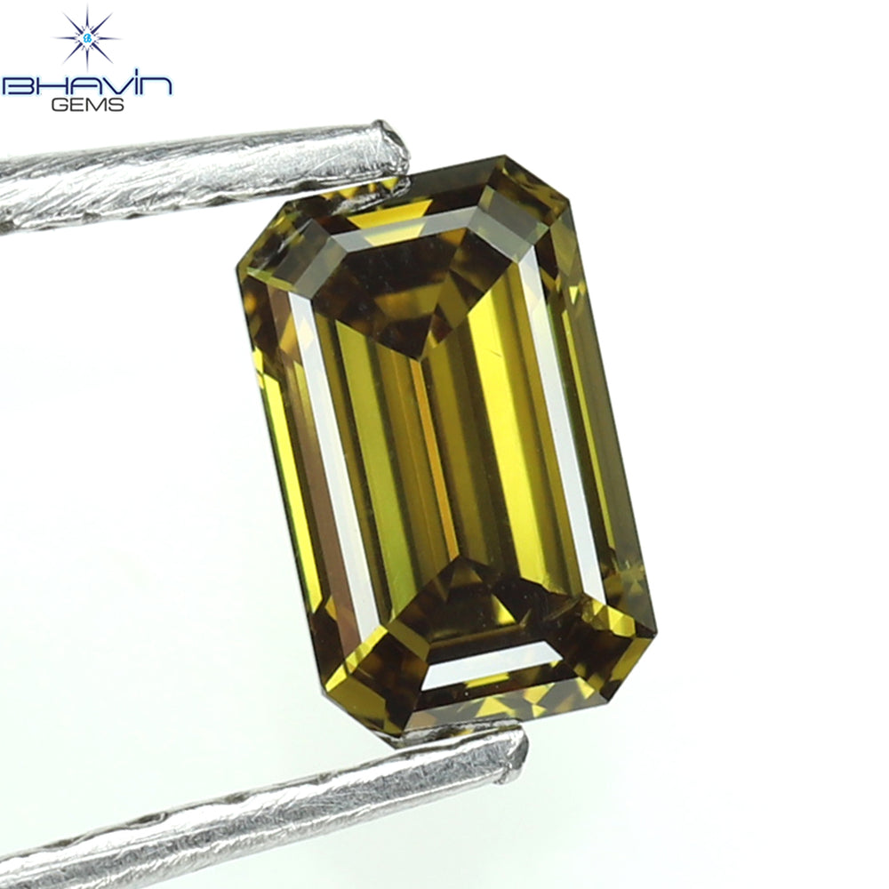 0.53 CT エメラルド シェイプ ナチュラル ダイヤモンド エンハンスト グリーン カラー VS2 クラリティ (5.80 MM)