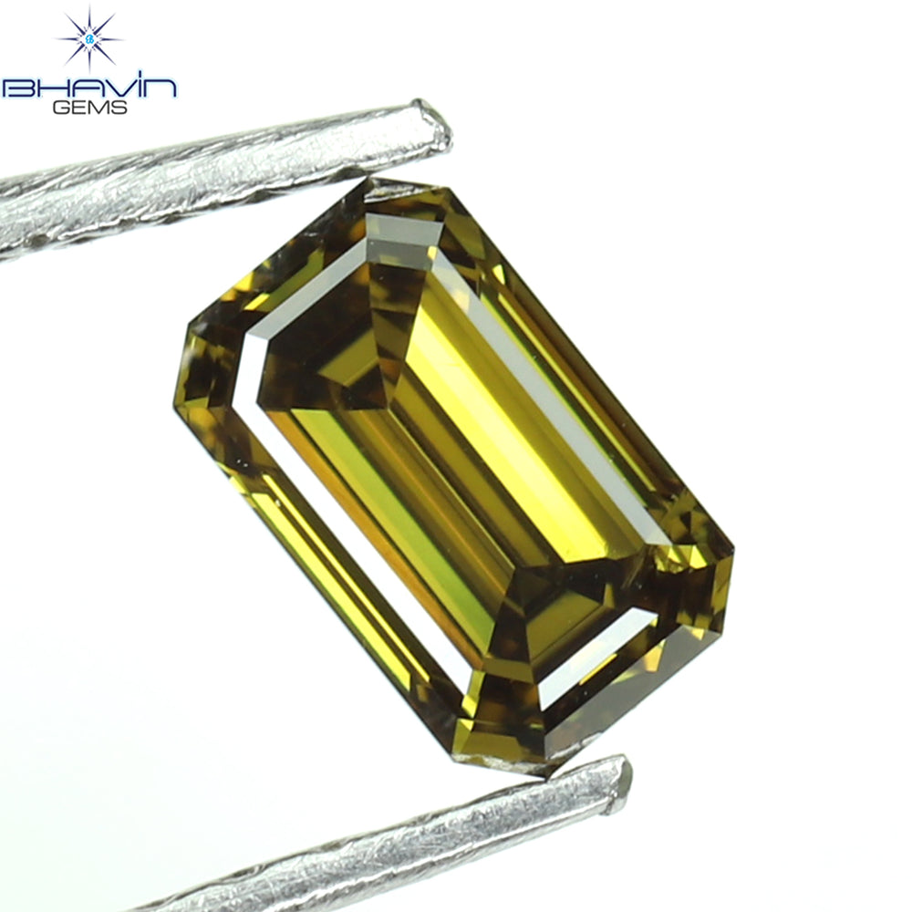 0.53 CT エメラルド シェイプ ナチュラル ダイヤモンド エンハンスト グリーン カラー VS2 クラリティ (5.80 MM)