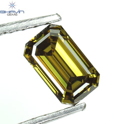 0.53 CT エメラルド シェイプ ナチュラル ダイヤモンド エンハンスト グリーン カラー VS2 クラリティ (5.80 MM)