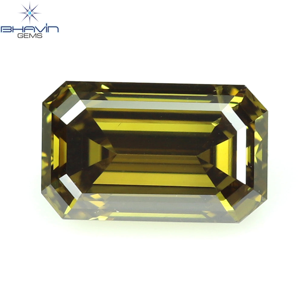 0.53 CT エメラルド シェイプ ナチュラル ダイヤモンド エンハンスト グリーン カラー VS2 クラリティ (5.80 MM)