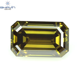 0.53 CT エメラルド シェイプ ナチュラル ダイヤモンド エンハンスト グリーン カラー VS2 クラリティ (5.80 MM)