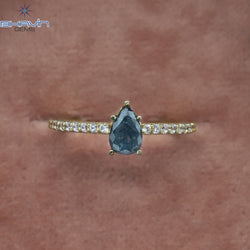 Pear Diamond, Blue Diamond, Gold Ring, Natural Diamond Ring, Engagement Ring, Wedding Ring, Diamond Ring