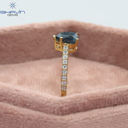 Pear Diamond, Blue Diamond, Gold Ring, Natural Diamond Ring, Engagement Ring, Wedding Ring, Diamond Ring