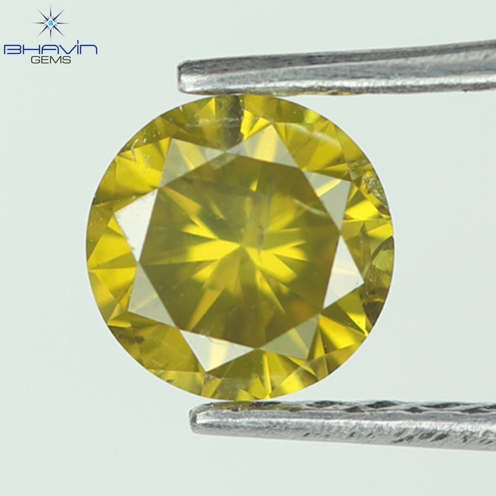 0.38 CT, Round Shape Natural Loose Diamond Yellow Color Clarity I1(4.65 MM)