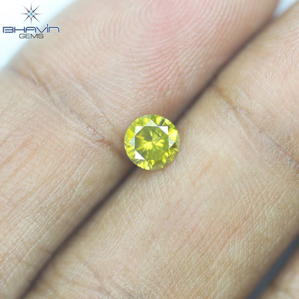 0.38 CT, Round  Shape Natural Loose Diamond Yellow Color Clarity I1(4.65 MM)