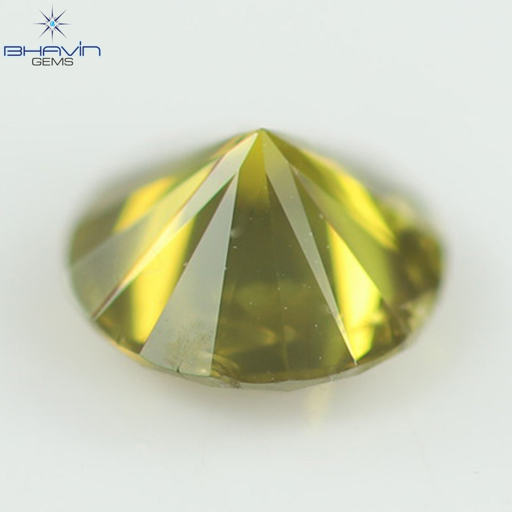 0.38 CT, Round  Shape Natural Loose Diamond Yellow Color Clarity I1(4.65 MM)