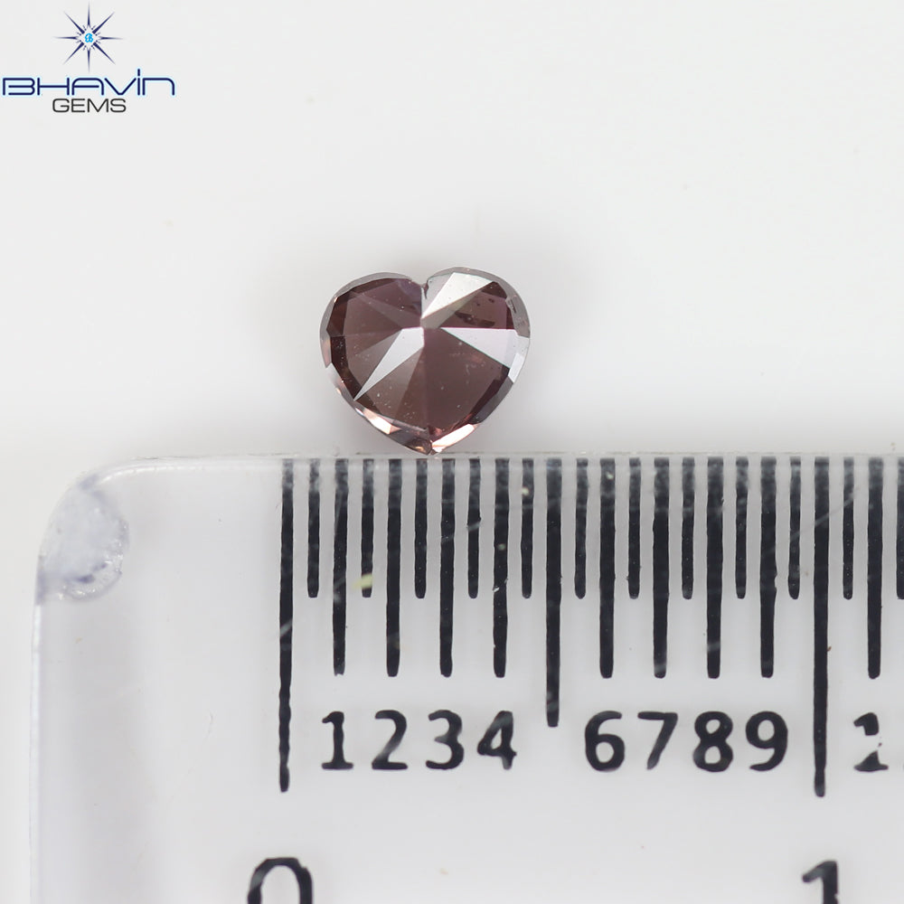 0.27 CT, Heart Shape, Natural Diamond, Pink Color, SI2 Clarity (3.91 MM)