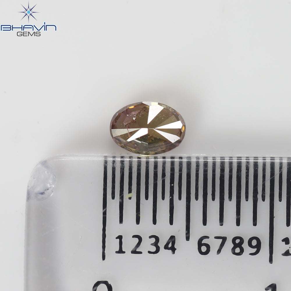 0.25 CT, Oval Shape, Natural Diamond, Brown Pink Color, I1 Clarity (4.52 MM)