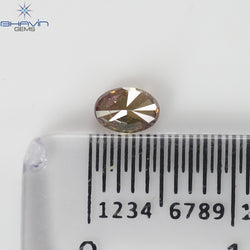 0.25 CT, Oval Shape, Natural Diamond, Brown Pink Color, I1 Clarity (4.52 MM)