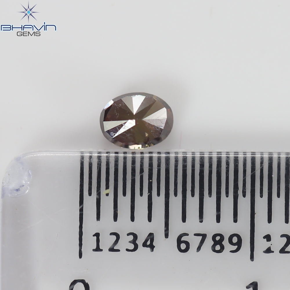 0.30 CT, Oval Shape, Natural Diamond, Brown Pink Color, VS2 Clarity (4.27 MM)