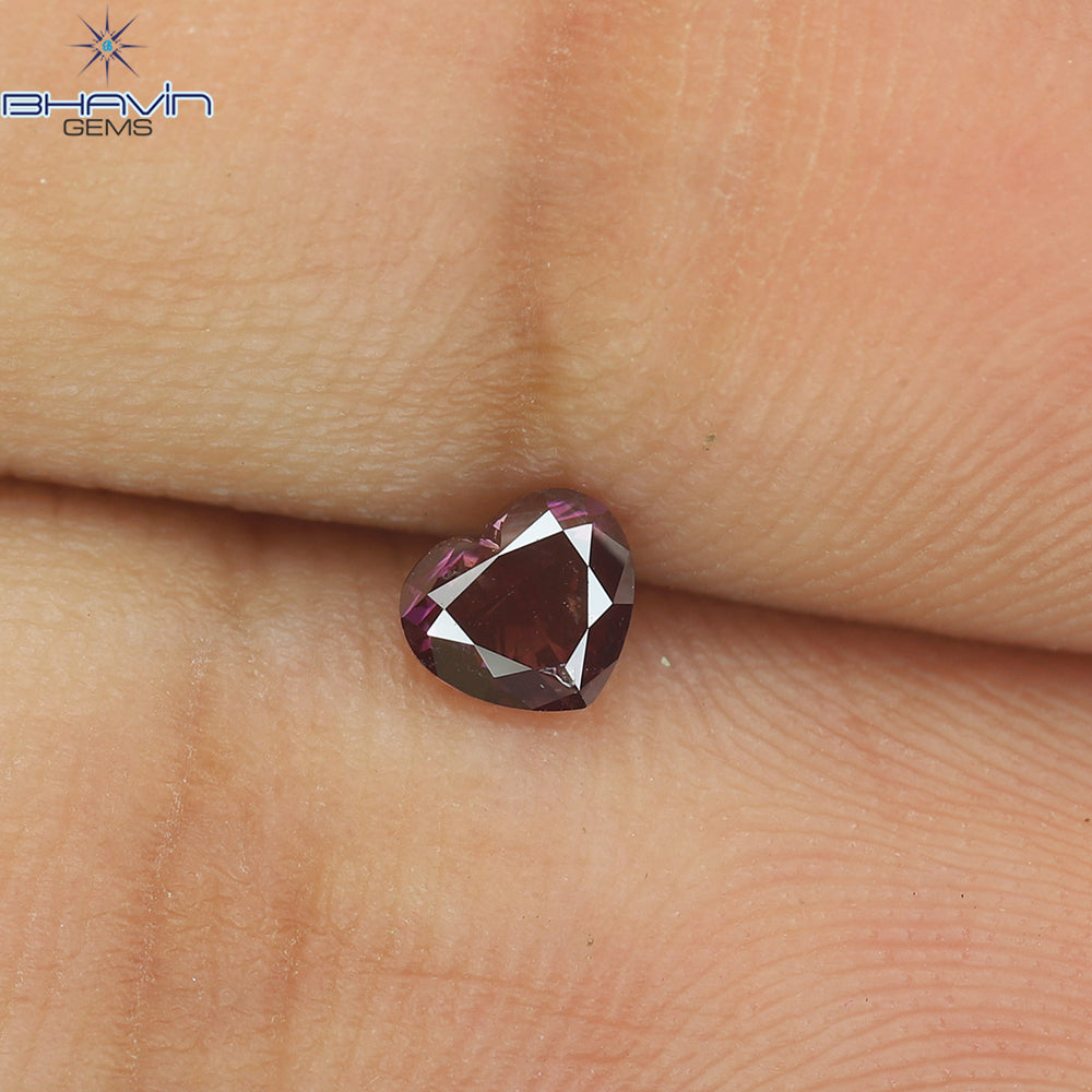 0.27 CT, Heart Shape, Natural Diamond, Pink Color, SI2 Clarity (3.91 MM)