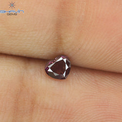 0.27 CT, Heart Shape, Natural Diamond, Pink Color, SI2 Clarity (3.91 MM)