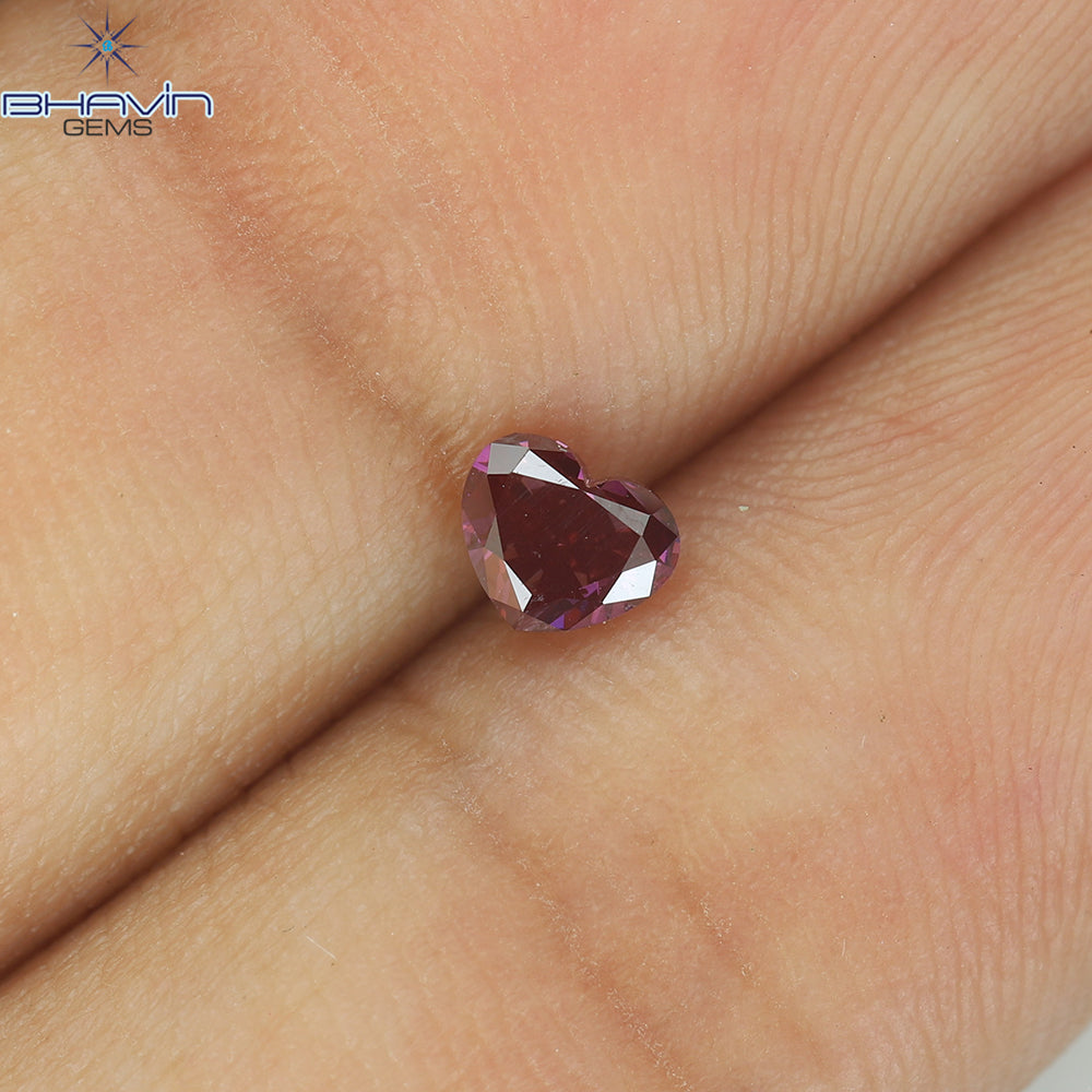0.28 CT, Heart Shape, Natural Diamond, Pink Color, VS2 Clarity (4.14 MM)