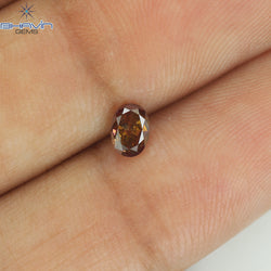 0.27 CT, Oval Shape, Natural Diamond, Brown Pink Color, SI2 Clarity (4.38 MM)