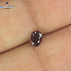 0.33 CT, Oval Shape, Natural Diamond, Pink Color, VS2 Clarity (4.63 MM)