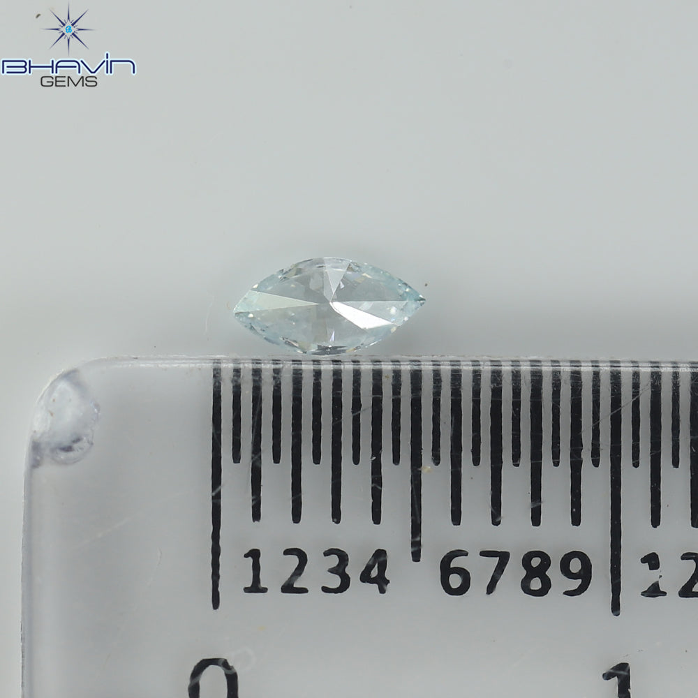 0.11 CT, Marquise Shape Natural Diamond , Greenish Blue Color,  VS1 Clarity (4.90 MM )