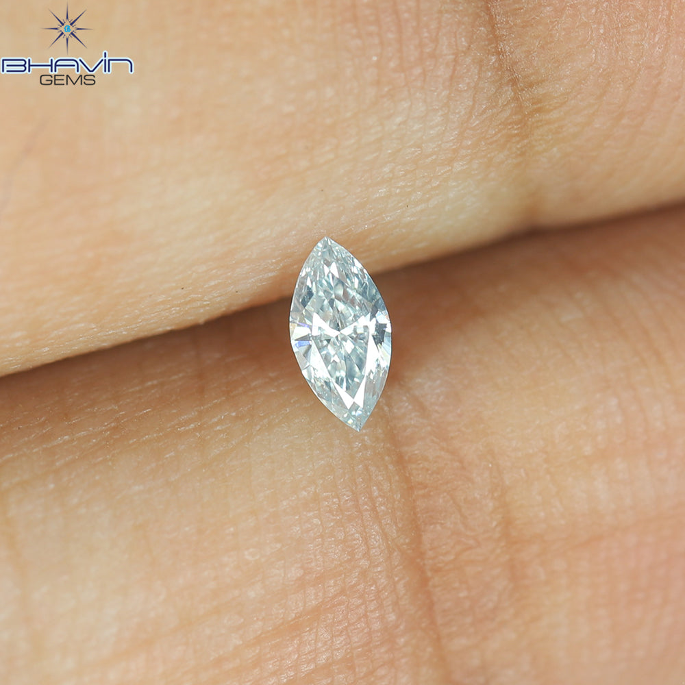 0.11 CT, Marquise Shape Natural Diamond , Greenish Blue Color,  VS1 Clarity (4.90 MM )