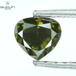 0.37 CT Heart Shape Natural Loose Diamond Green Color SI1 Clarity (4.30 MM)