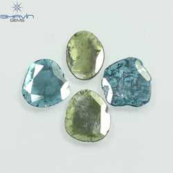 2.09 CT/4 Pcs Slice Shape Natural Diamond Blue Green Color I3 Clarity (8.87 MM)