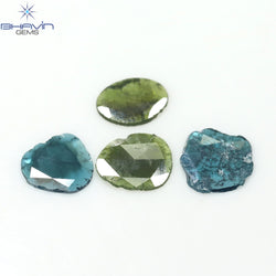 2.09 CT/4 Pcs Slice Shape Natural Diamond Blue Green Color I3 Clarity (8.87 MM)